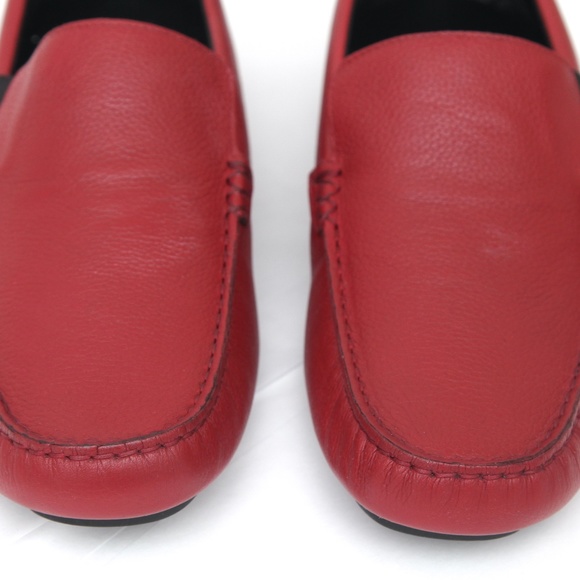 GUCCI Men\'s Red Leather Loafer Moccasin Web 7.5 main image 7